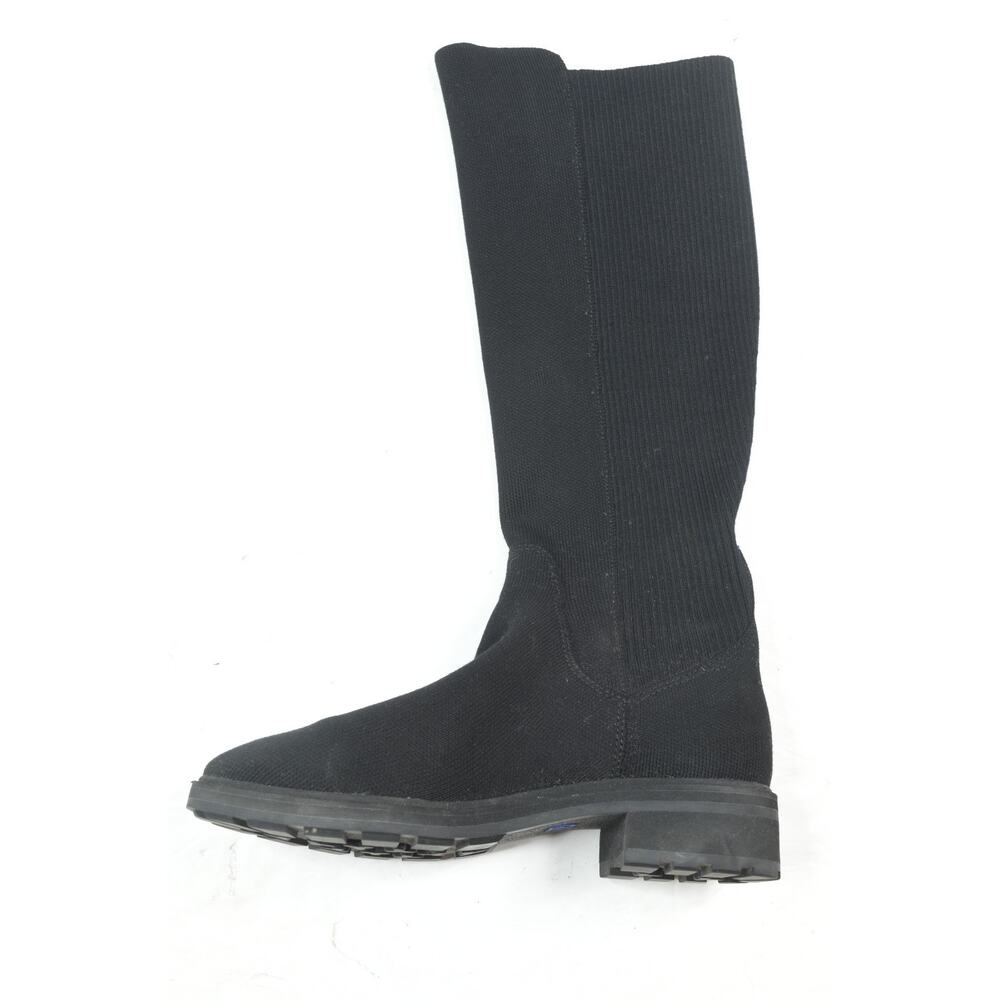Rothy’s The Tall Lug Boots Womens 8.5 Onyx Black Merino Wool Pull-On - Picture 2 of 8